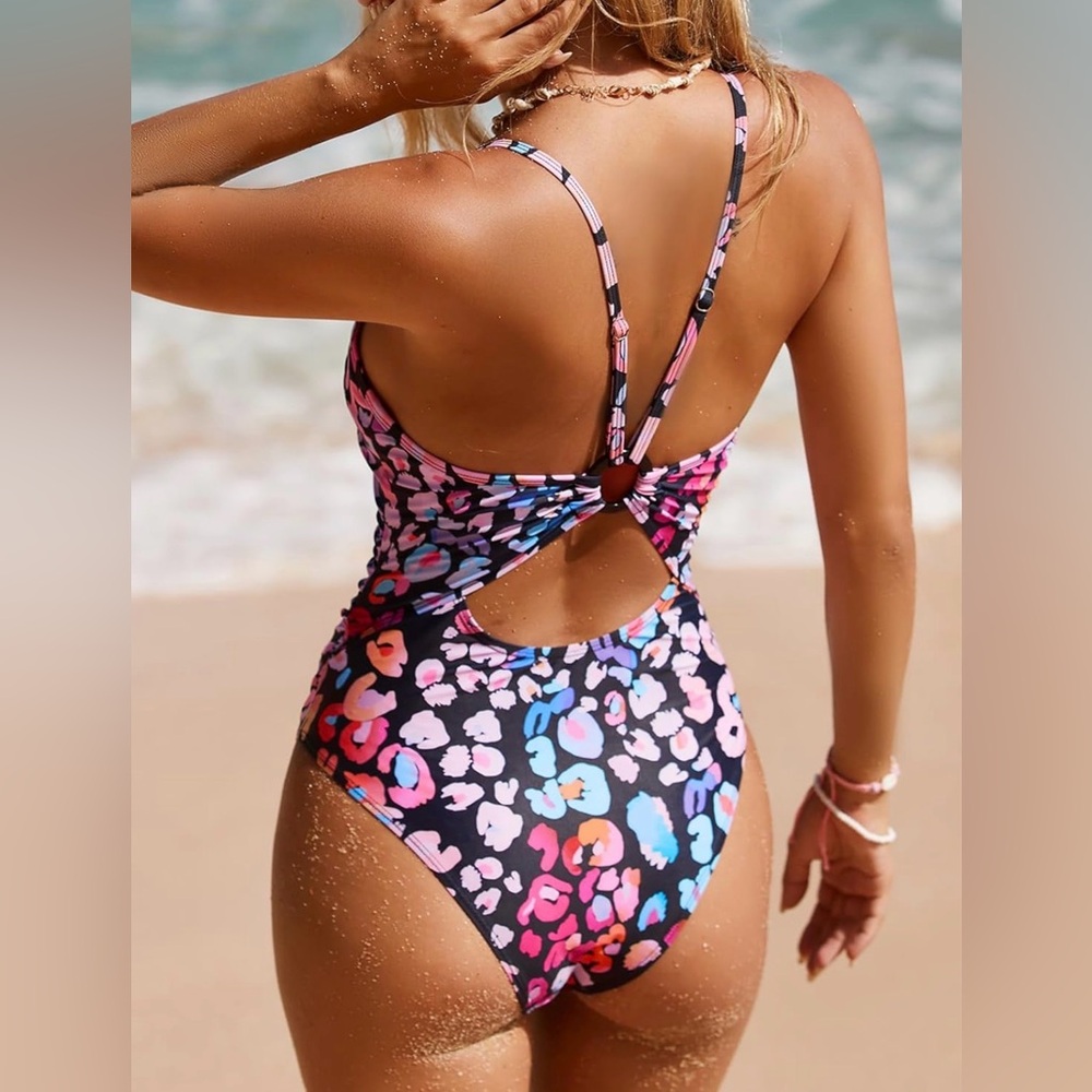 Cupshe Multicolor Leopard Print One-Piece Swimsuit Medium - Picture 2 of 11
